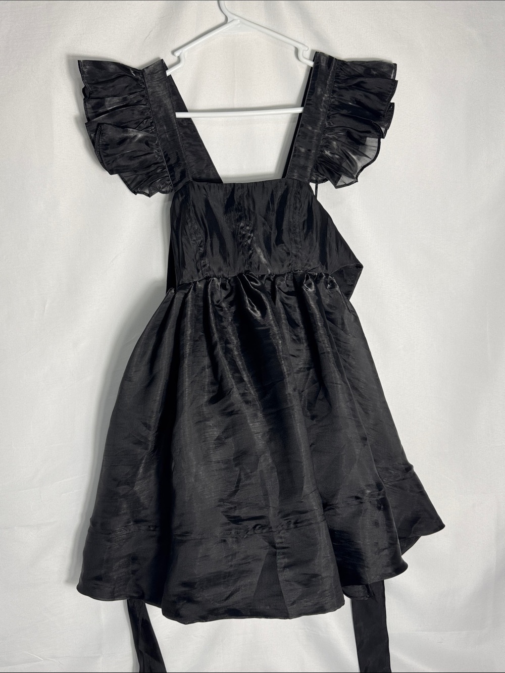 Altar’d State Parker Satin Mini Dress Black Size XS NWT Ruffle Babydoll